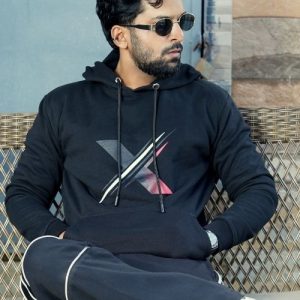 Men’s Black Printed Hoodie